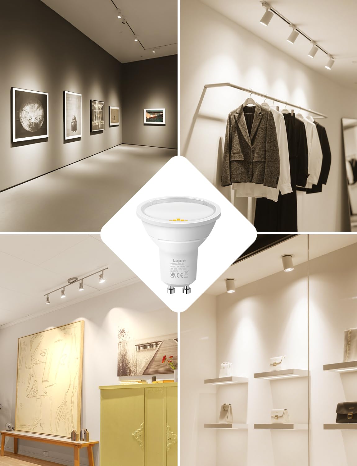 Lepro GU10 LED Bulbs A Rated, Cool White 6500K, 590LM,3.3W (50W Equivalent)