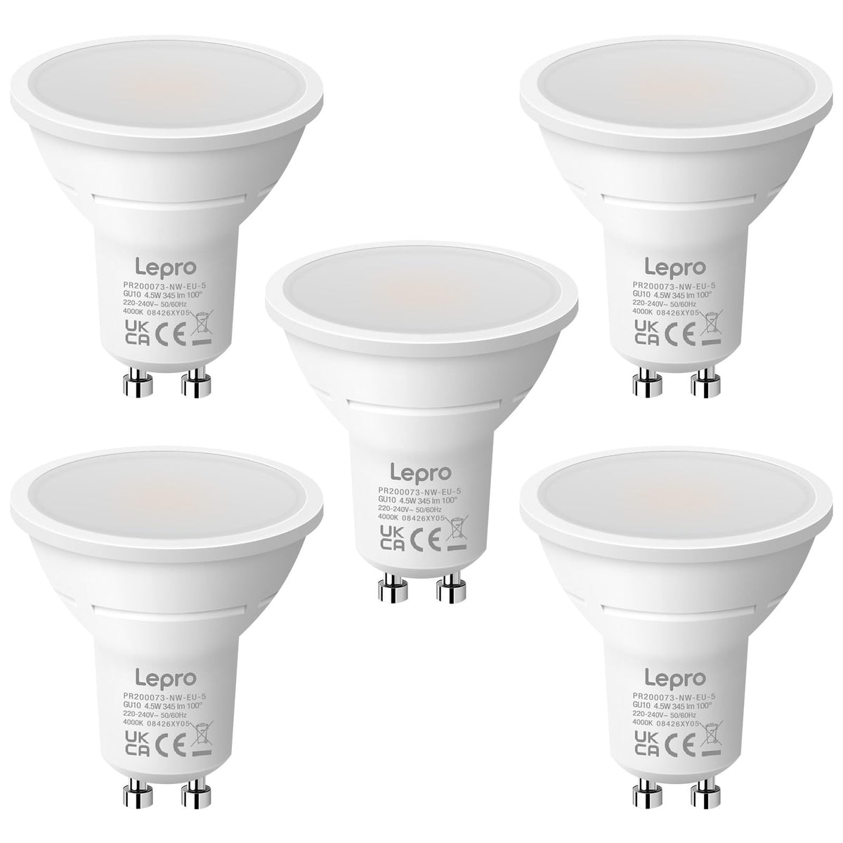 Lepro GU10 LED Bulbs, Warm White 2700K, 4.5W, 50W Equivalent, Pack of 5