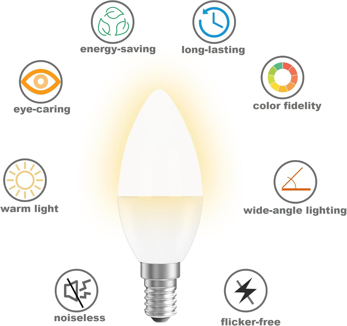 SES E14 Led Light Bulb Warm White,40W Equivalent,Pack of 6