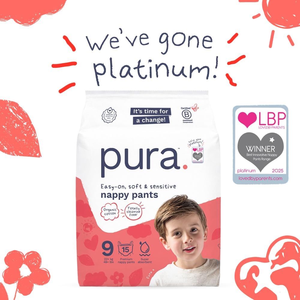 Pura Nappy Pants Size 9 (22kg+) 45 Count Sensitive Skin