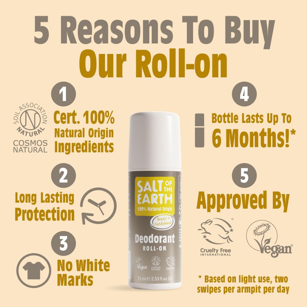 Salt of the Earth Natural Deodorant Roll On - Lavender & Vanilla - 75ml