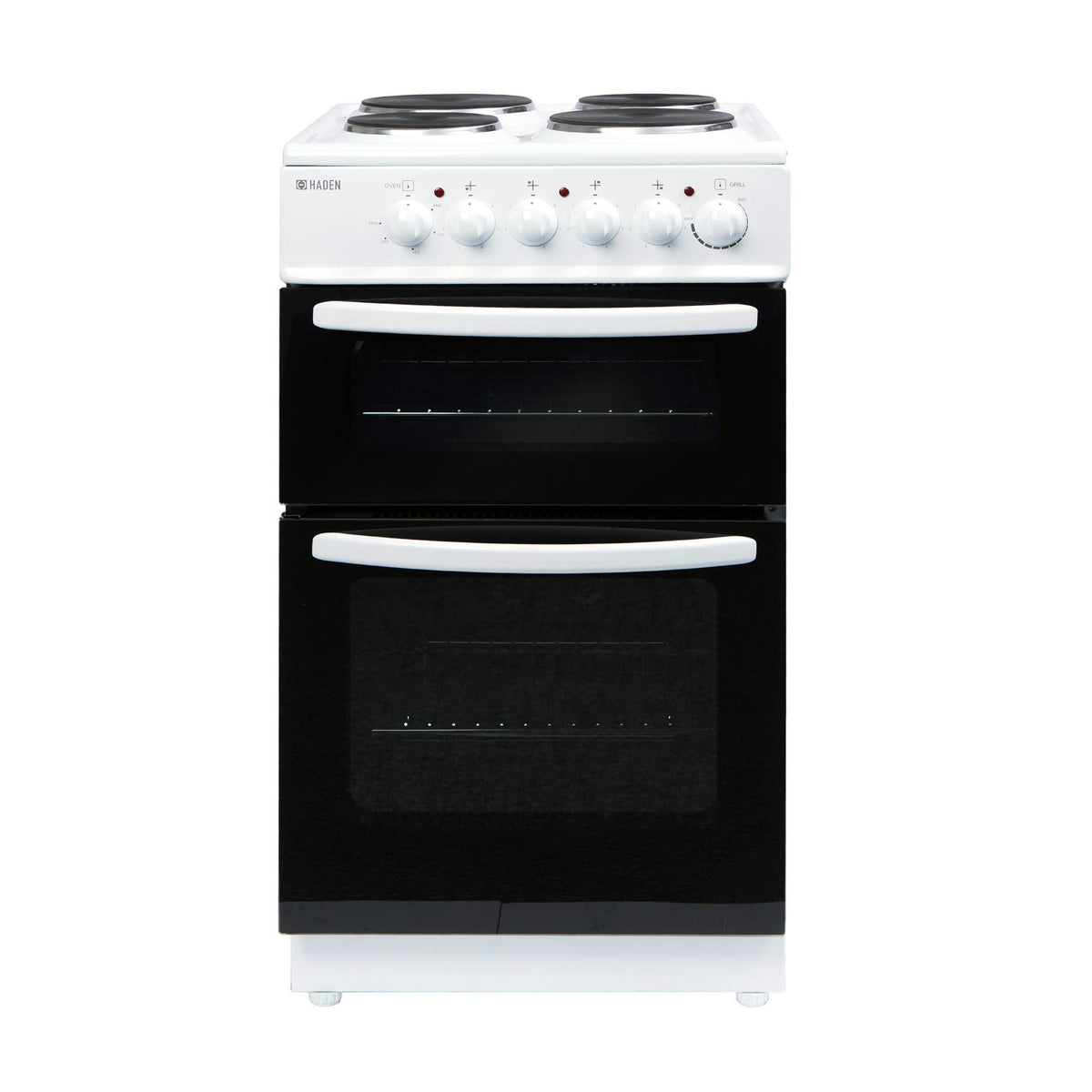 Haden Double Oven 50cm Electric Cooker 4 Zone Ceramic Hob White