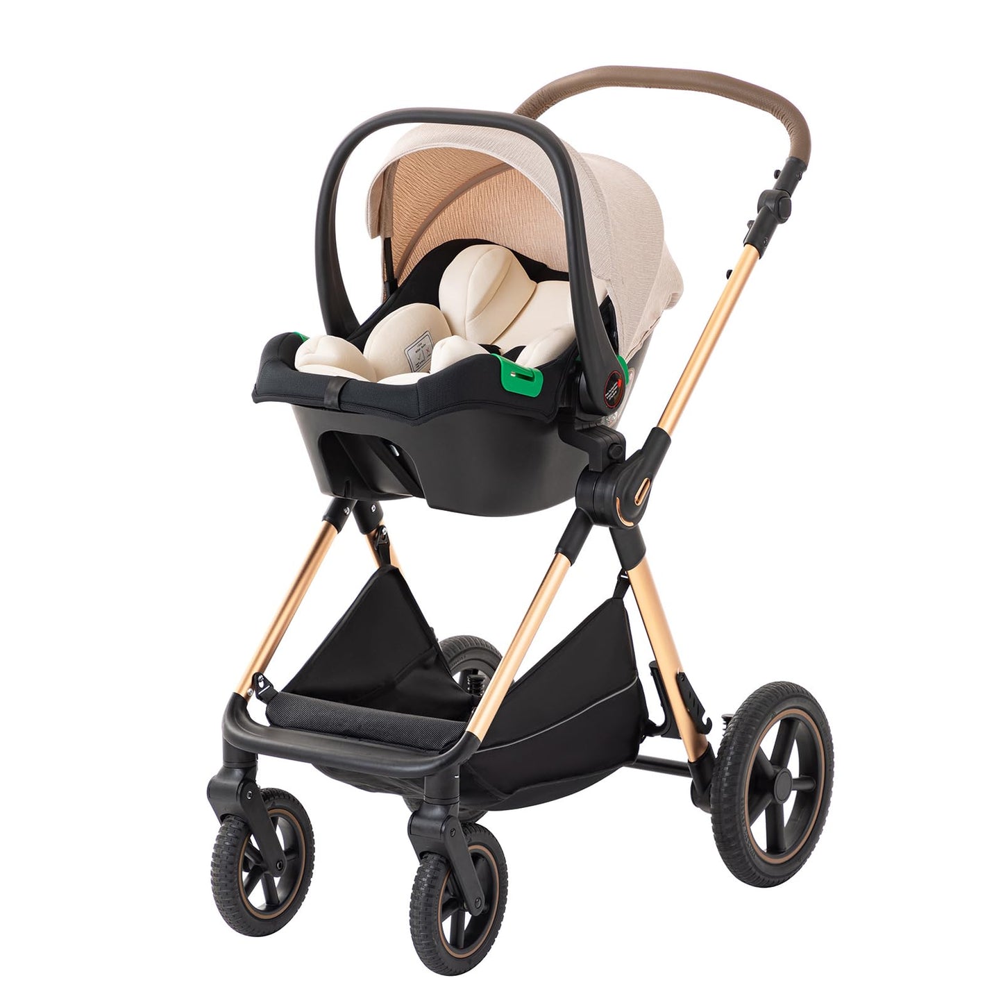 BEBBY Stroller 3-in-1 Baby 3 in 1 with Seat with Foldable Aluminium Frame, Compact Stroller with Adjustable Armrests, Combined Strollers,High Landscape Travel Pushchair (gen-H9-PINK, H9)