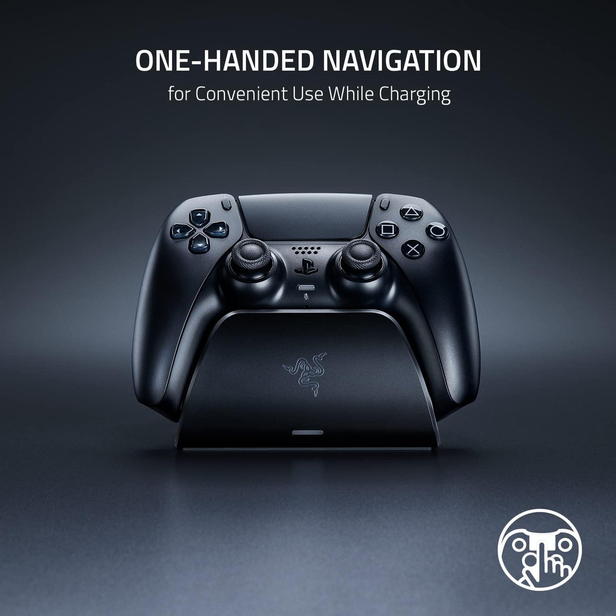 Razer Quick Charging Stand - Quick Charging Stand for PlayStation 5 Controller (Quick Charge, Curved Cradle Design, Powered by USB, One-Handed Navigation) Midnight Black
