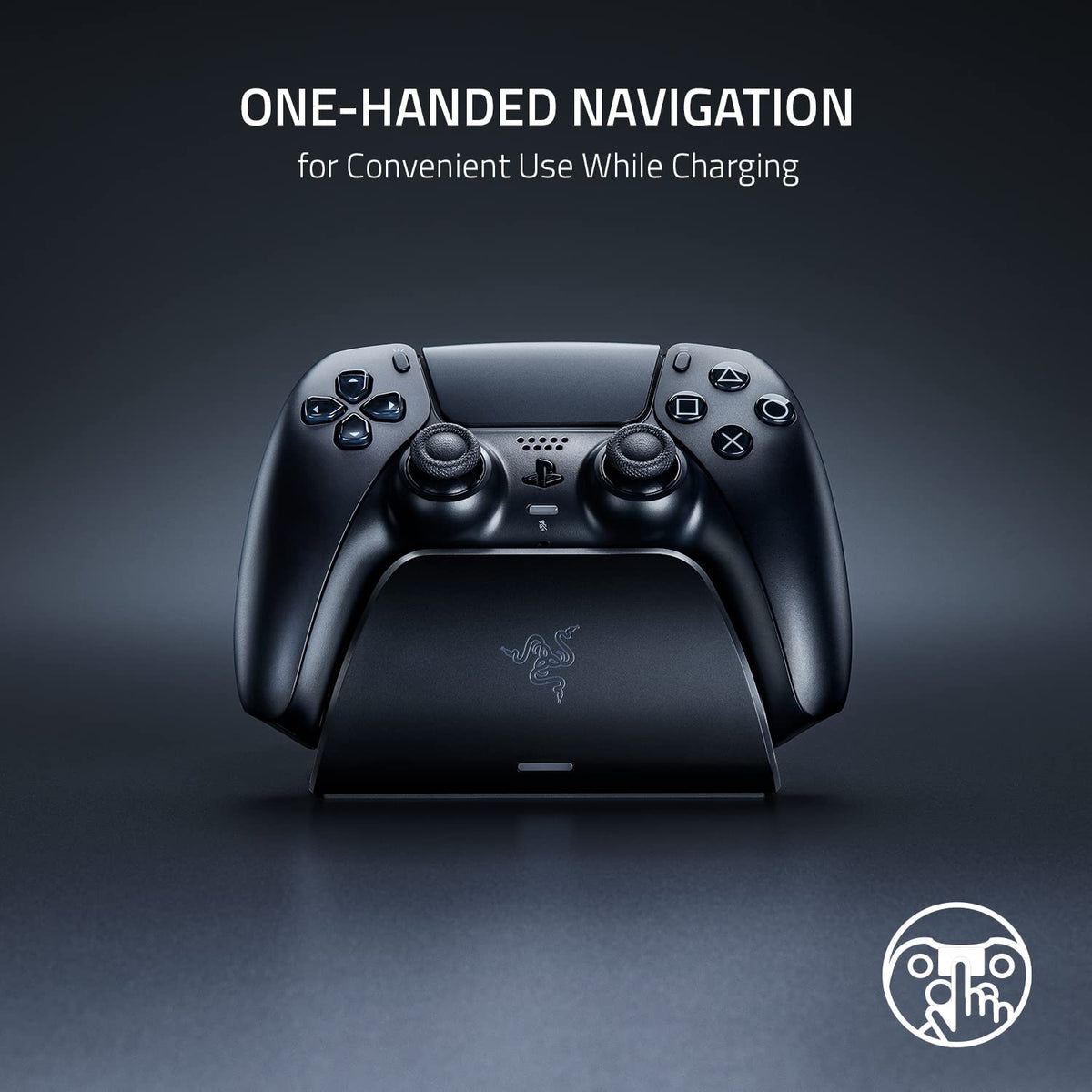 Razer Quick Charging Stand - Quick Charging Stand for PlayStation 5 Controller (Quick Charge, Curved Cradle Design, Powered by USB, One-Handed Navigation) Midnight Black