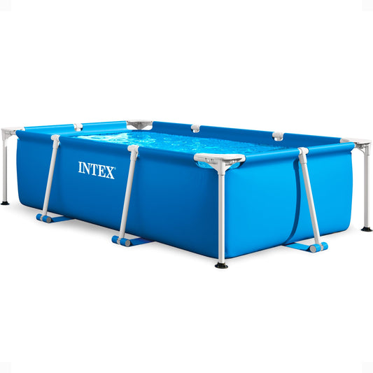 """Intex 28272 Metal Frame Rectangular Outdoor Swimming Pool, Filter Pump Not Included, Capacity 3834 L, Measures 300 x 200 x 75 Centimeters - Color Blue"""