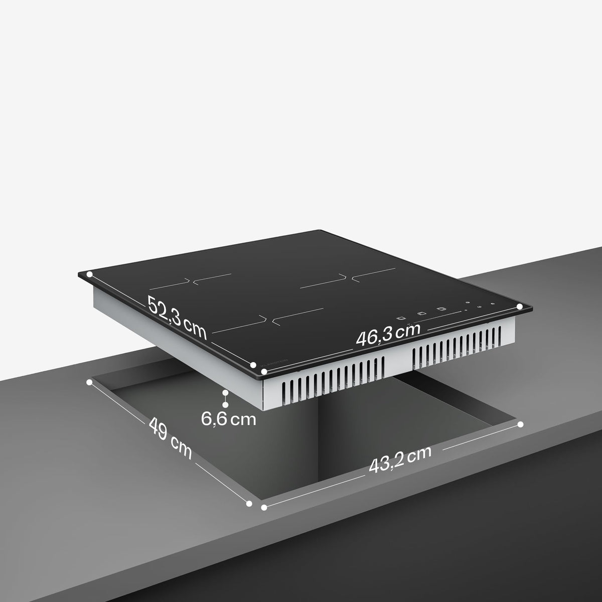 Klarstein Velaire Induction Hob 90 cm – 5 Zone Cooktop 7200W, Touch Slider, 9 Power Levels, 2 Flex Zones, Residual Heat Indicator