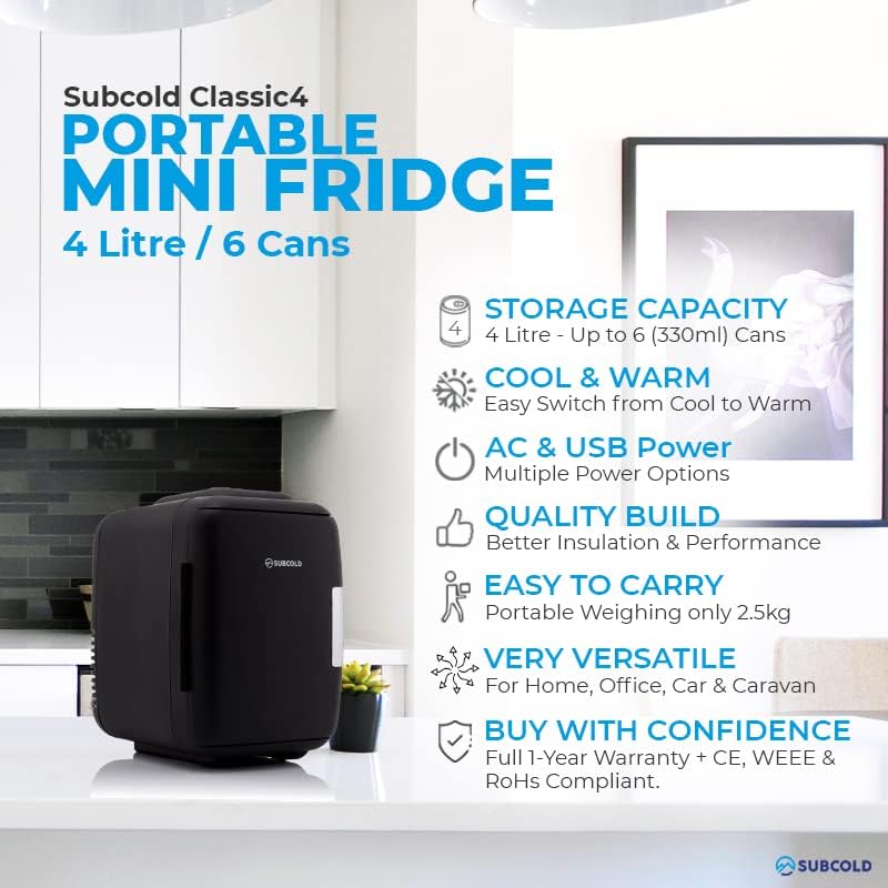 Subcold Classic4 Mini Fridge | 4L | Cooler & Warmer | AC & USB