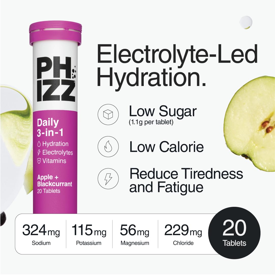 Phizz Electrolytes, Multivitamin & Hydration Tablets - 60 Effervescent Rehydration Electrolyte Tablets - 18 Vitamins & Minerals, Vitamin C, Vegan, Vegetarian & Low Calorie (Lemon, 60 Tablet)