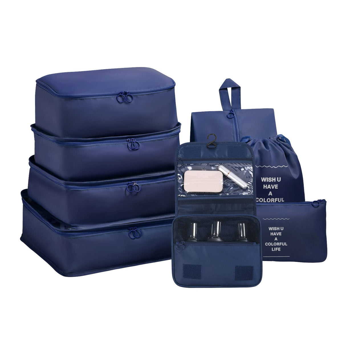 OSDUE Packing Cubes for Suitcase, 8PCS Thickening Travel Organiser Packing Bags Lightweight Travel Accessories Organizers Essentials Clothes Shoes Cosmetics Toiletries Storage Bags