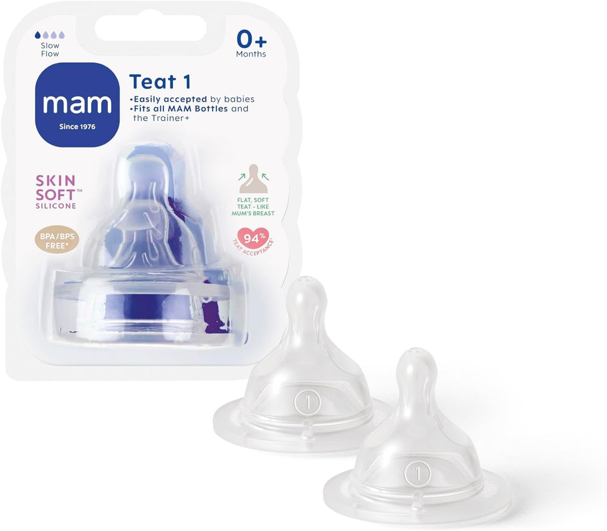 MAM Teats Size 2, Medium Flow, 2 Pack