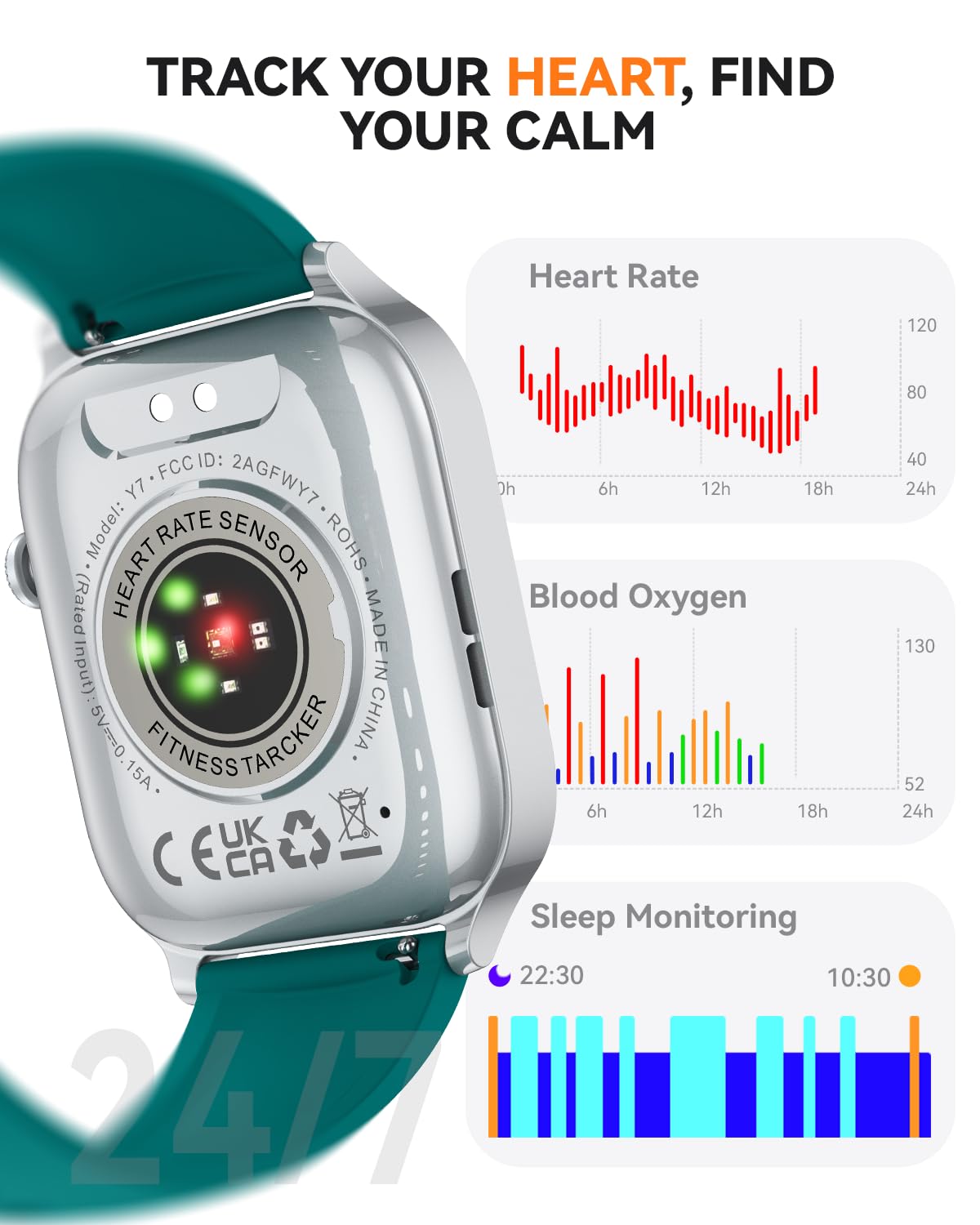 Smart Watch for Men Women- Answer/Make Call, 2024 IP68 Waterproof Fitness Tracker Watch with Sleep Step Counter Activity Smartwatch for Samsung Android iPhone iOS (Black-Blue, 1.83)