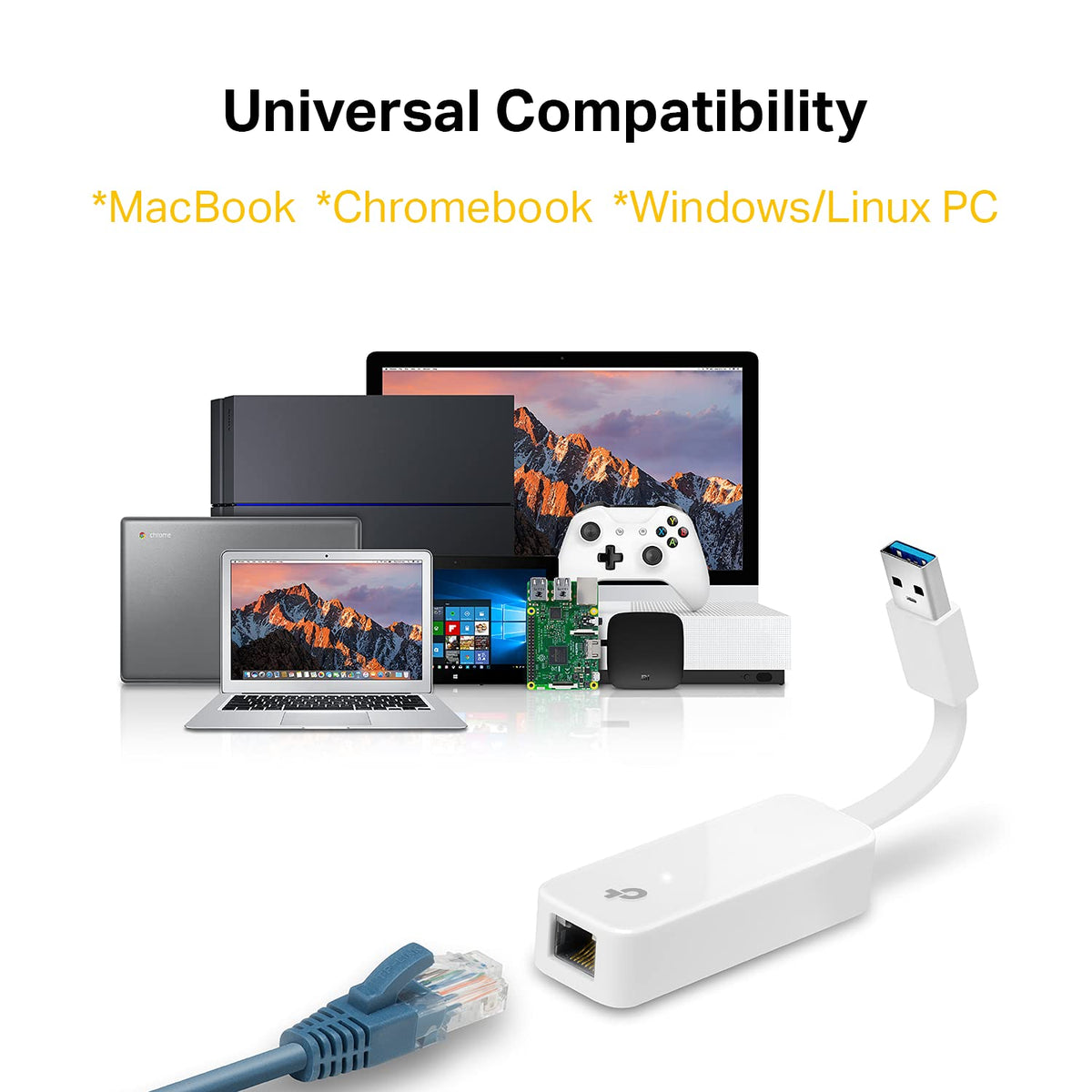 TP-Link UE306 WiFi Adapter, USB 3.0 to Gigabit Ethernet Network Adapter, USB to RJ45 Lan Wired Adapter for PC/Laptop/Ultrabook, Plug and Play in Nintendo Switch, Supports Windows 10/8.1, Linux OS