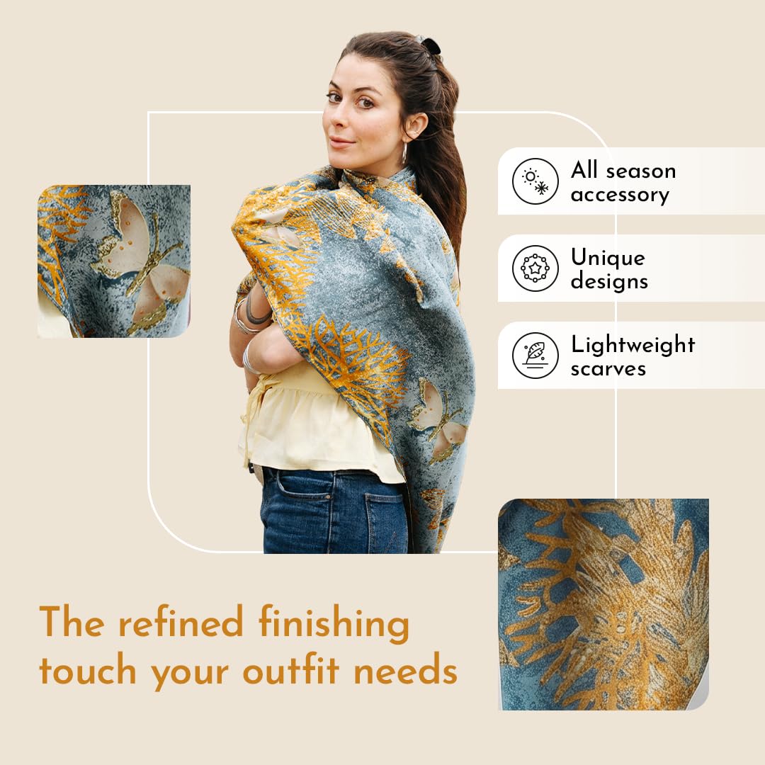 Trillion London® Silk Shawl Birthday Gifts for Women - Designer Silk Scarf