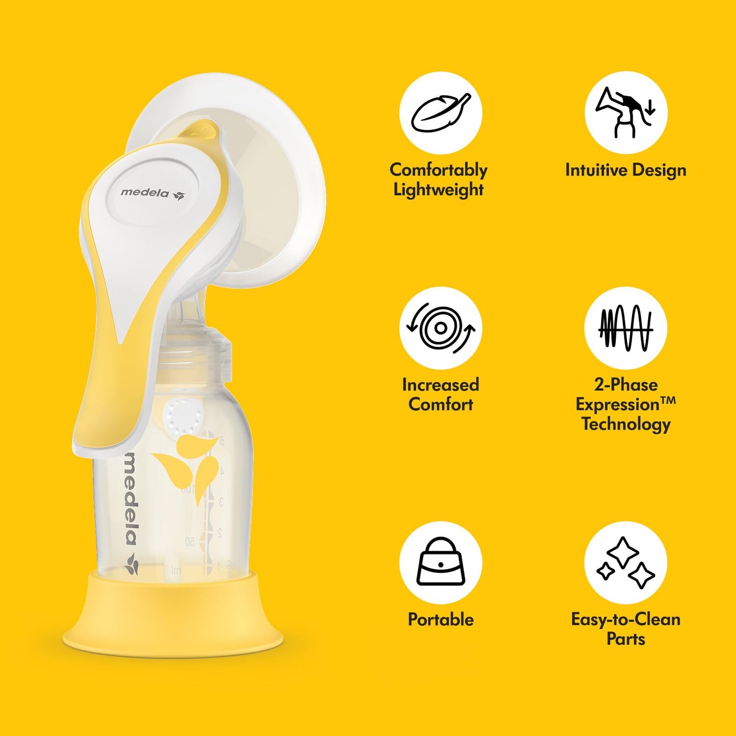 Medela Harmony Manual Breast Pump, Compact Swiss Design with PersonaFit Flex Shields and Medela's 2-Phase Expression Technology