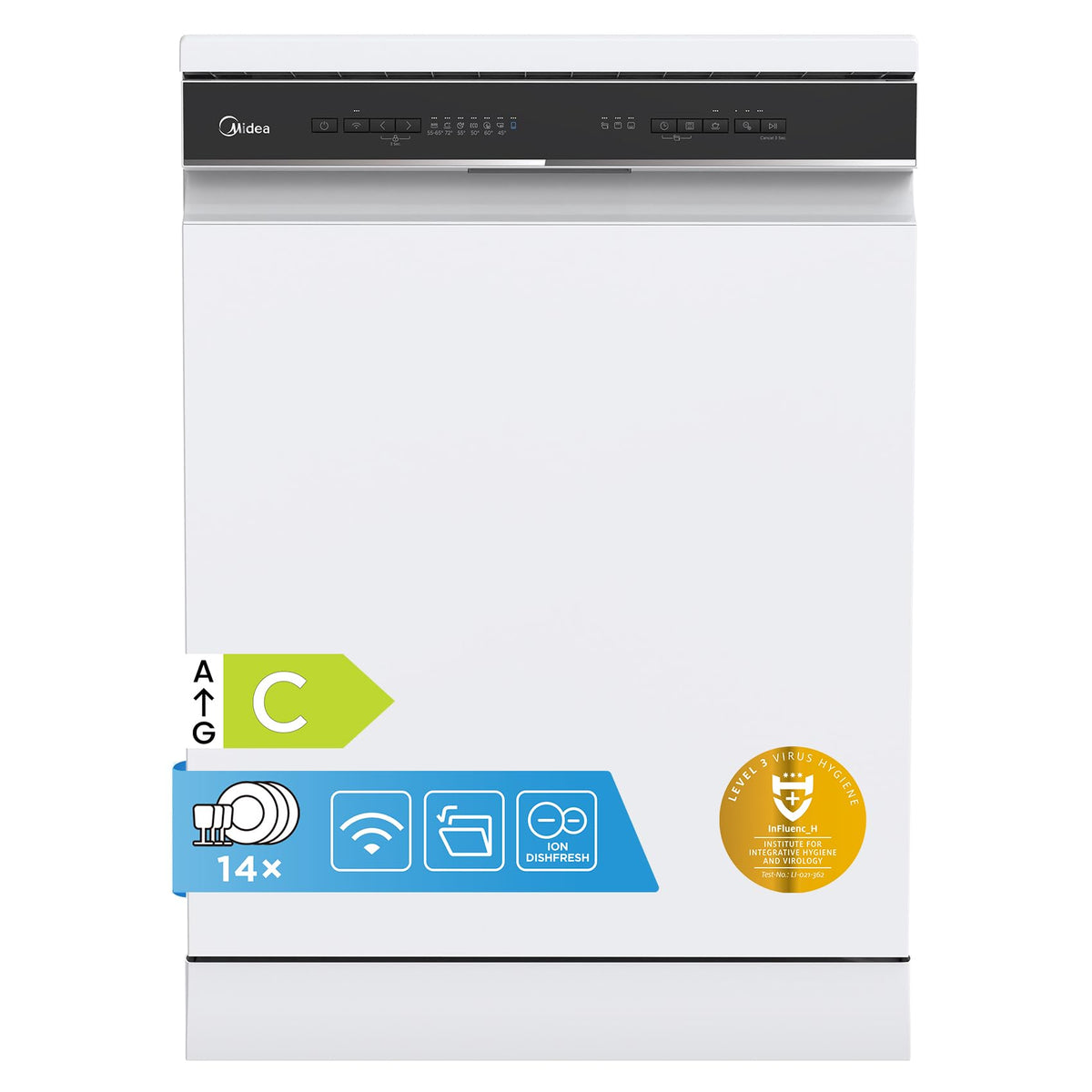 Midea 60cm Freestanding Dishwasher, 14 Settings, Stainless Steel