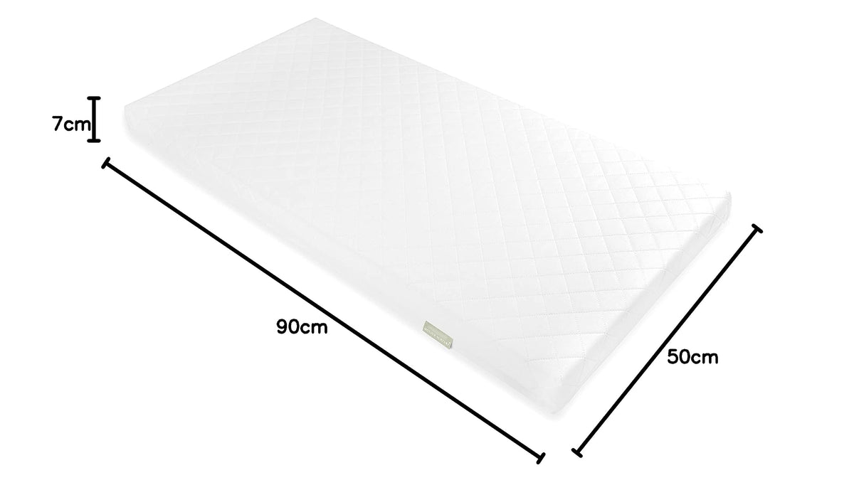 Mother Nurture Classic Eco Fibre Cot Bed Mattress - Hypoallergenic Easy Clean Quilted Cover, Reversible, Water Resistant, Baby Cot Mattress, Firm & Supportive, White, BSI Tested - Size 140x70 x10cm