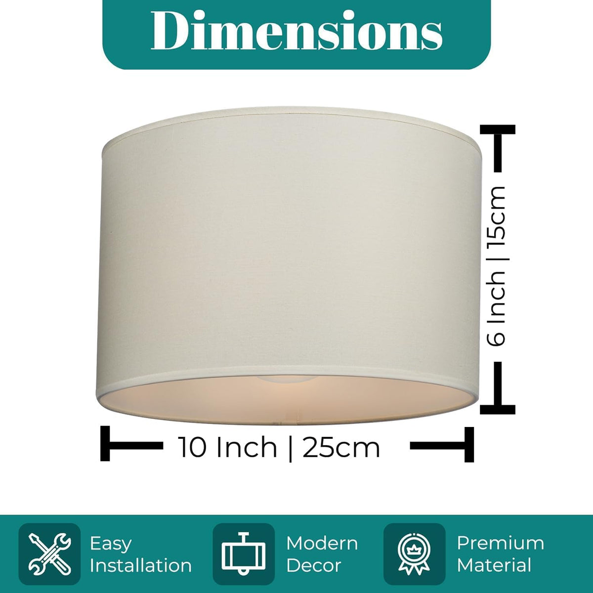 GIGGI Fabric Lamp Shades, 10" Beige Lampshades for Ceiling Lights, Table Lamps & Floor Lamps, Easy Fit Pendant Light Shade Ceiling for Living Room, Bedroom, Kitchen, Hallway, Office & Home Décor