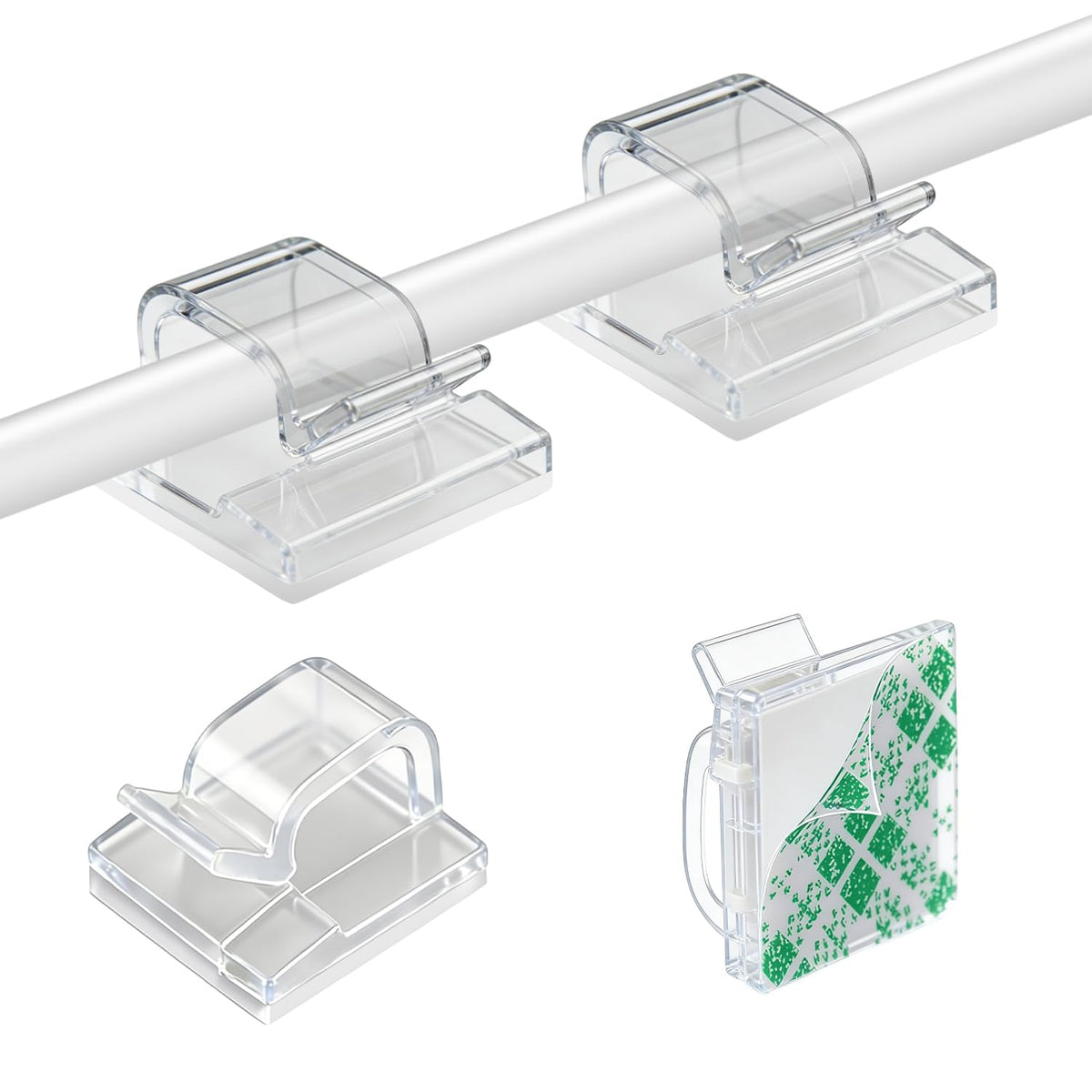 Cable Clips, Cable Tidy, Self Adhesive Cable Holder, Cable Management, Cord Organiser Clips Light Wire for Wall, Desk, Home, Office (Small-Transparent-100pcs)