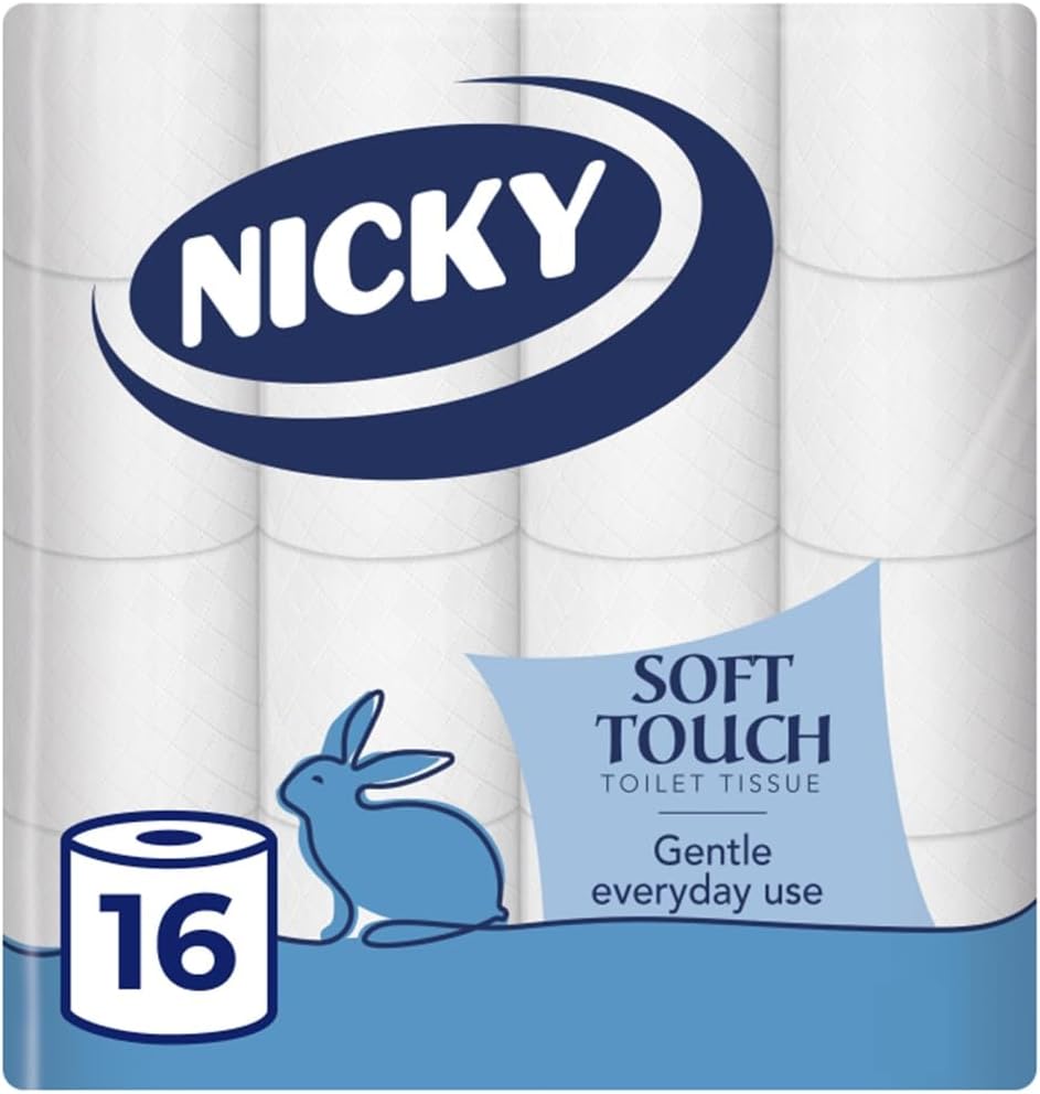 Nicky Soft Touch, 16 Rolls of Toilet Tissue, 2-Ply