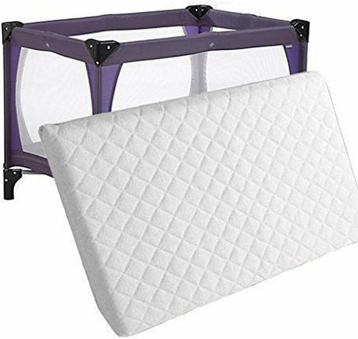 Travel Cot Mattress 95 x 65 x 7.5 cm – Fits Red Kite, Hauck, Graco – Quilted Breathable & Anti-Allergenic Polycotton Cover – Firm Foam Support, Removable Cover – UK Made
