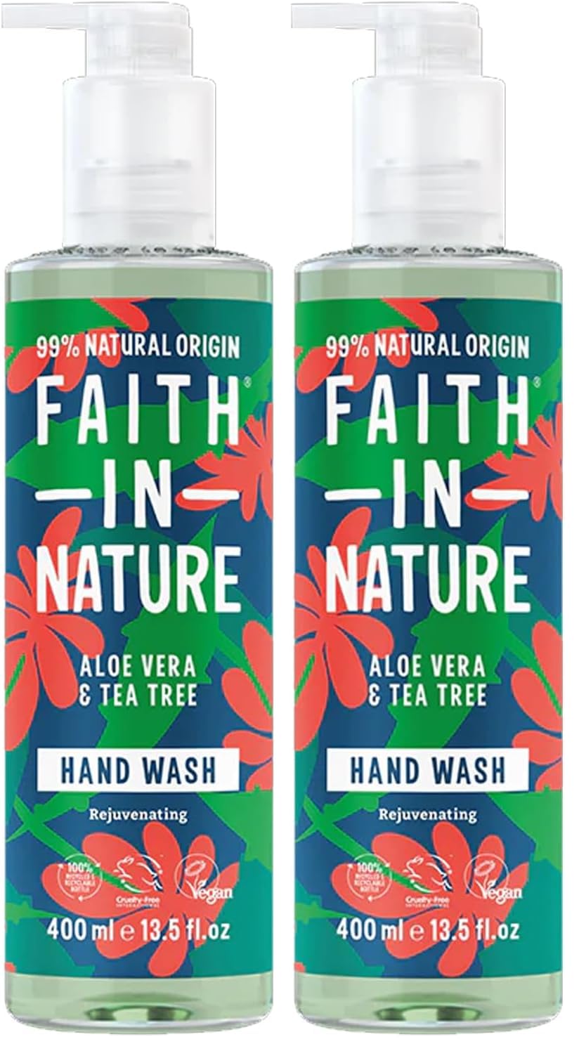 Faith In Nature Natural Aloe Vera and Tea Tree Hand Wash, Nourishing, Vegan and Cruelty Free, No SLS or Parabens, 400 ml