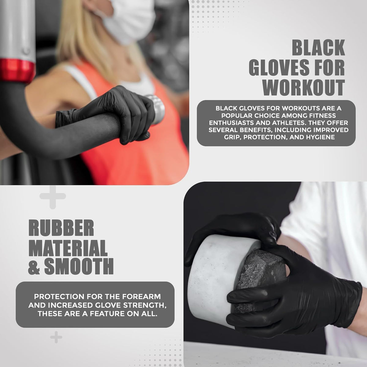 Black Nitrile Disposable Gloves - Latex-Free, Powder-Free, Pack of 100, Strong and Puncture-Resistant, Medical, Food Handling, Tatoo Barber Shop Gloves (Medium)