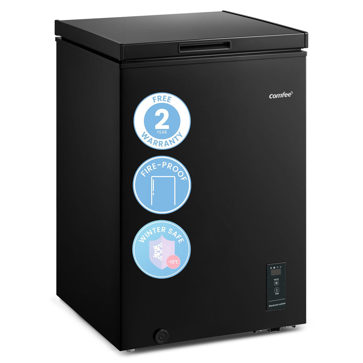 COMFEE' 99L Chest Freezer, Convertible Refrigeration Mode, RCC102BL2UK(E)