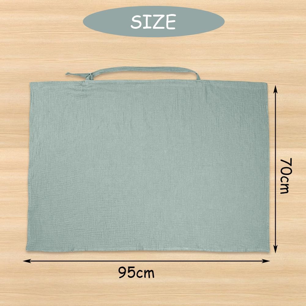 Aolso Breastfeeding Cover Nursing Cover, Muslin Cotton Soft Breathable Nursing Cover, Adjustable Strap Breast Feeding Coverall for Car Seat Blanket and Stroller Coverall (Green)