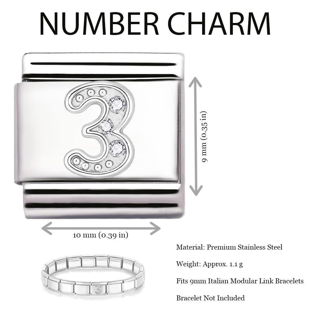 Italian Charm Link Number Birthday Milestones fit 9mm bracelet