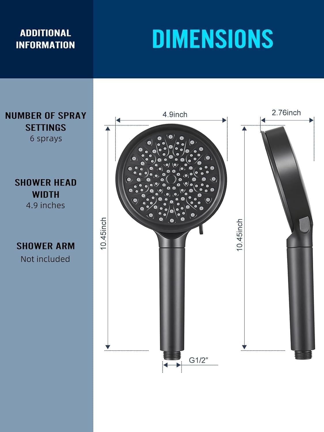 Cobbe Hard Water Filter Shower Head with 1.5m Hose and Holder
