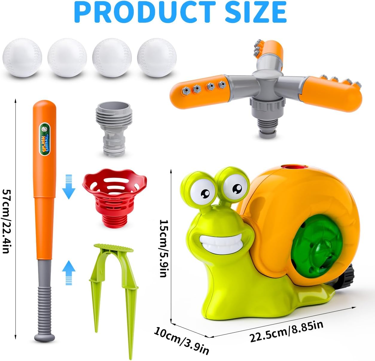 Water Sprinkler Baseball Toy for Kids: Garden Toys for Toddlers Age 3-5 - Outdoor Toys for 4 5 6 7 Year Old Boys Girls Birthday Gifts - Summer Toys for Kids 8-12 Water Play Splash Pad