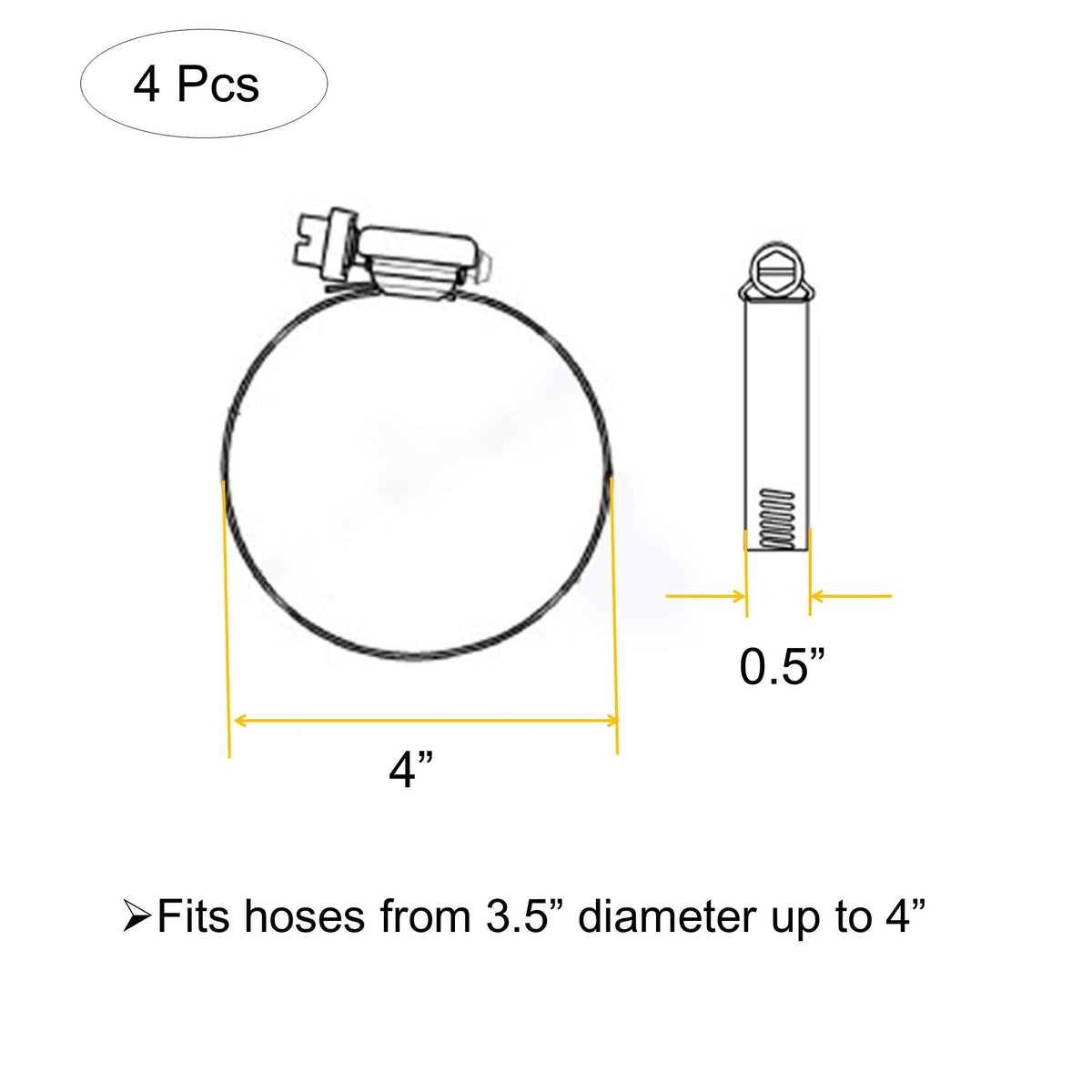 8Pcs 118-140mm Hose Clips Adjustable 304 Stainless Steel Duct Clamps