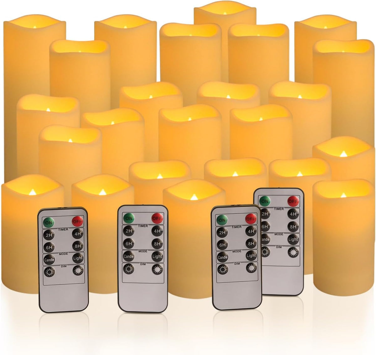 LIVEN Flickering Flameless Candles Battery Operated with Remote,Led Pillar Candles with Realistic Moving Wick Candles for Halloween,Christmas,Home Decor Pack of 12 (D2.2 xH 5" 6" 7")(White)