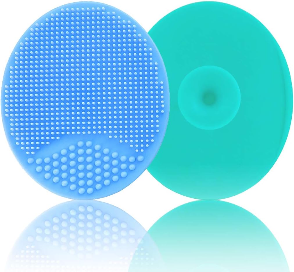 Baby Bath Brush, Baby Cradle Cap Brush, Silicone Massage Brush, Silicone Scrubbers Exfoliator Brush, Baby Skin Scrubbers Essential for Dry Skin, Cradle Cap and Eczema 2 Pack (Blue & Green)