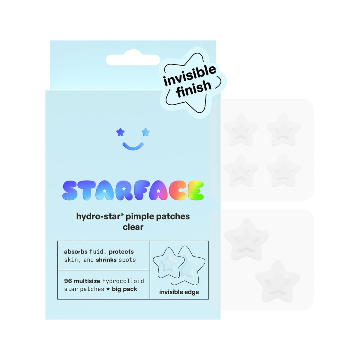 Starface Hydro-Star® Black Hydrocolloid Star-Shaped Pimple Patch, 96 ct