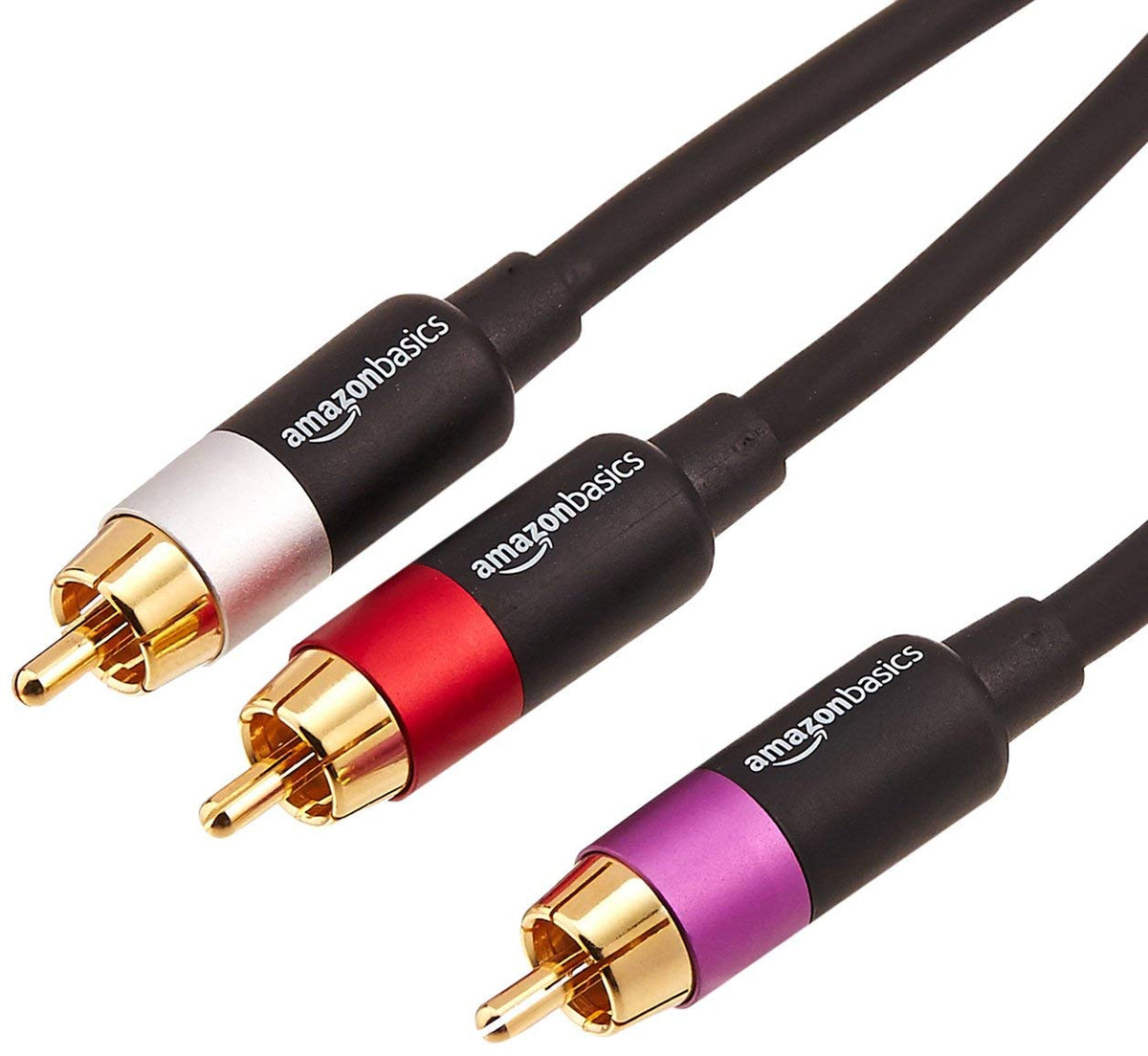 Amazon Basics 2 RCA Audio Cable for Amplifier,Active Speakers or Subwoofer with Gold-Plated Plugs, 4.6 m, Black