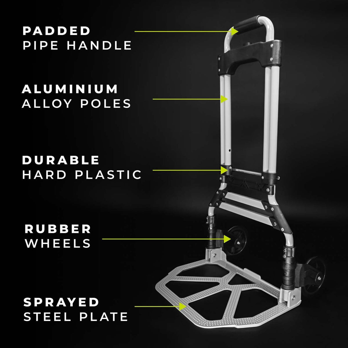 WMR Heavy Duty Folding Aluminium Hand Truck Trolley | Multi-Purpose Sack Barrow Cart | Lightweight & Durable Aluminium Trolley for Luggage, Groceries, Office, Warehouse | 80KG Load Capacity