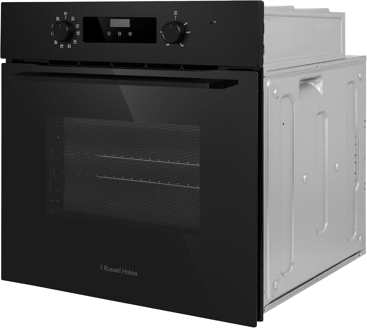 Russell Hobbs Built-in Multifunctional Electric Fan-Assisted Oven 70L in Black with 10 Functions, Double-Glazed Door, A Energy Rating, Grill Function, LED Clock & Timer, Easy-Clean Interior, RHEO7011B