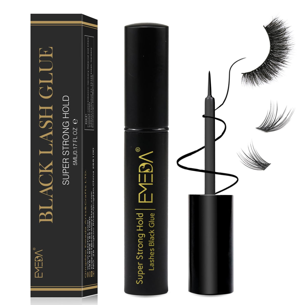 EMEDA Super Strong Hold False Eyelash Glue Professional Latex Free Lash Glue Waterproof Lash G lue Transparent Strip Eyelash Adhesive White and Clear