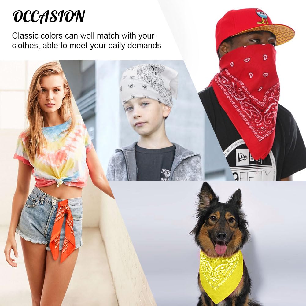 Aomig Bandana Head Scarf for Men and Women, Stylish Cowboy Headband Handkerchief, Multi-purpose Hair Scarf Paisley Print Unisex Headwraps, Bib Party Face Covering Headwear for Motorcycling