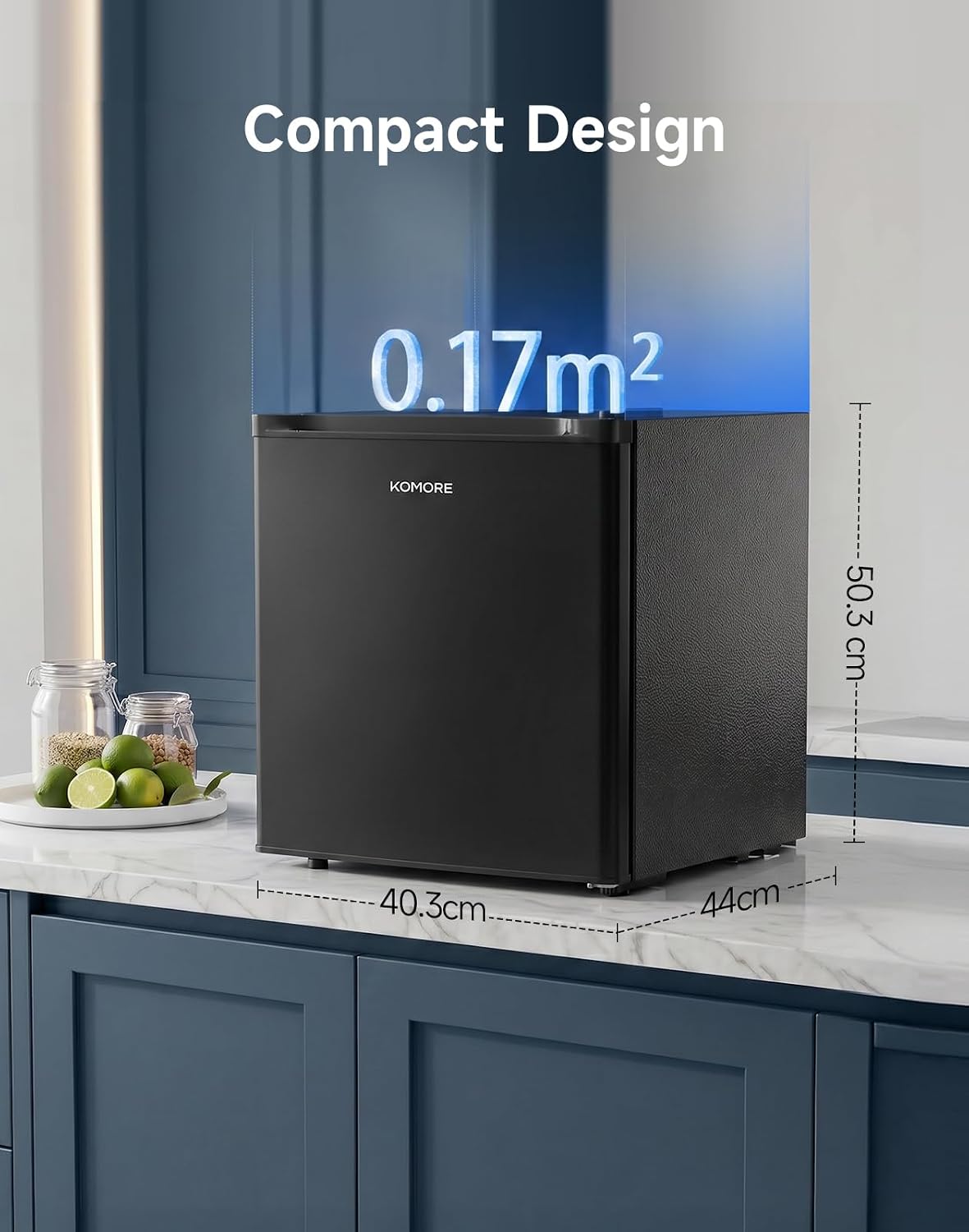 Table Top Fridge, 40L Mini Fridge With Chiller Box, Black