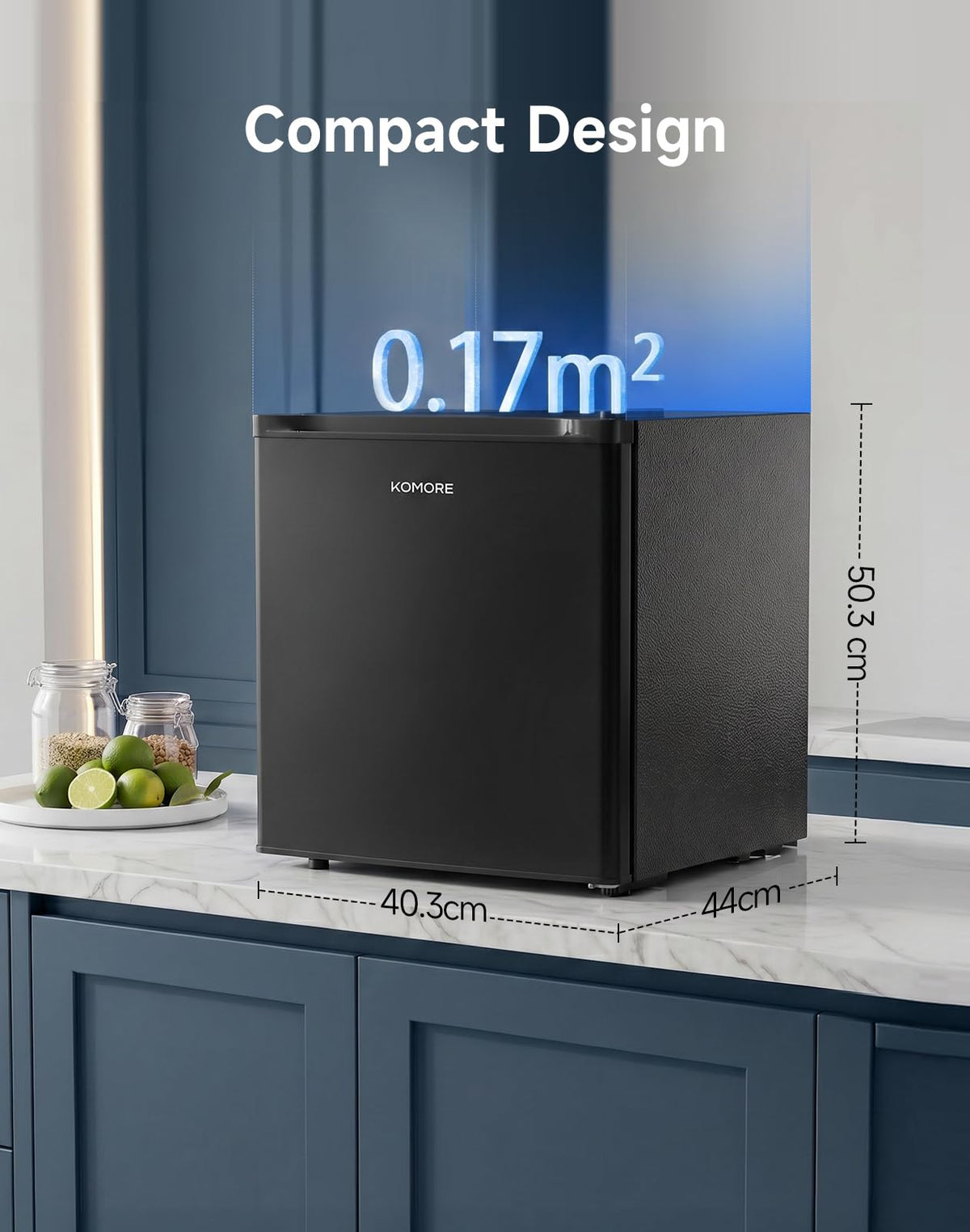 Table Top Fridge, 40L Mini Fridge With Chiller Box, Black