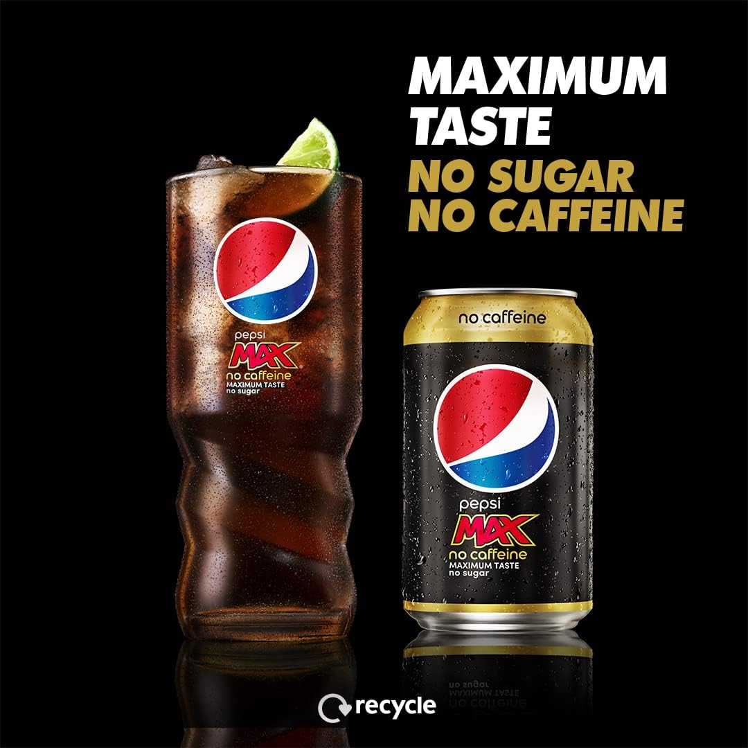 Pepsi Max Caffeine Free Cola | 330ml Can | 8 Pack
