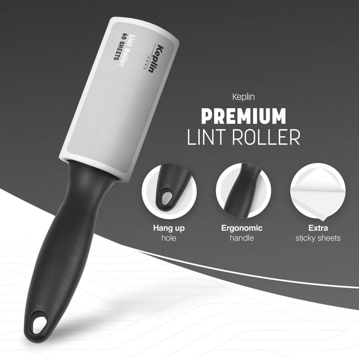 KEPLIN Lint Roller, Pet Hair Remover, 5 Sticky Refill Heads, 300 Sheets