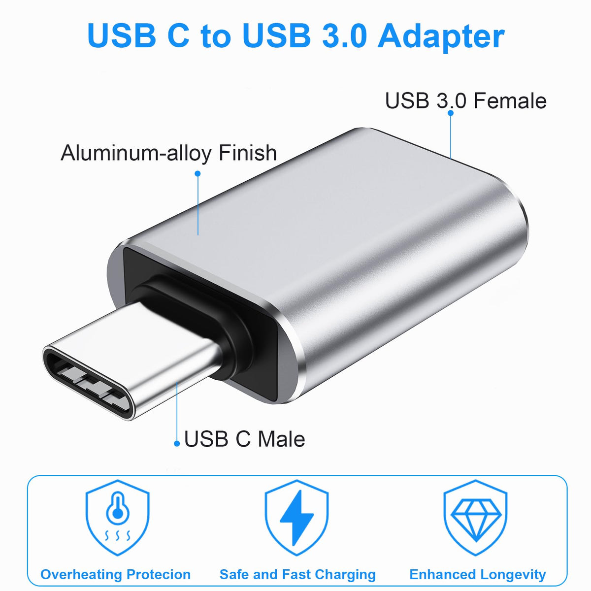 4Pack USB C to USB 3.0 Adapter(2Pack)& USB 2.0 to USB C Adapter(2Pack), 5Gbps SuperSpeed Data Transfer and Charge USB Converter Compatible with iPhone16 15 Laptop Samsung