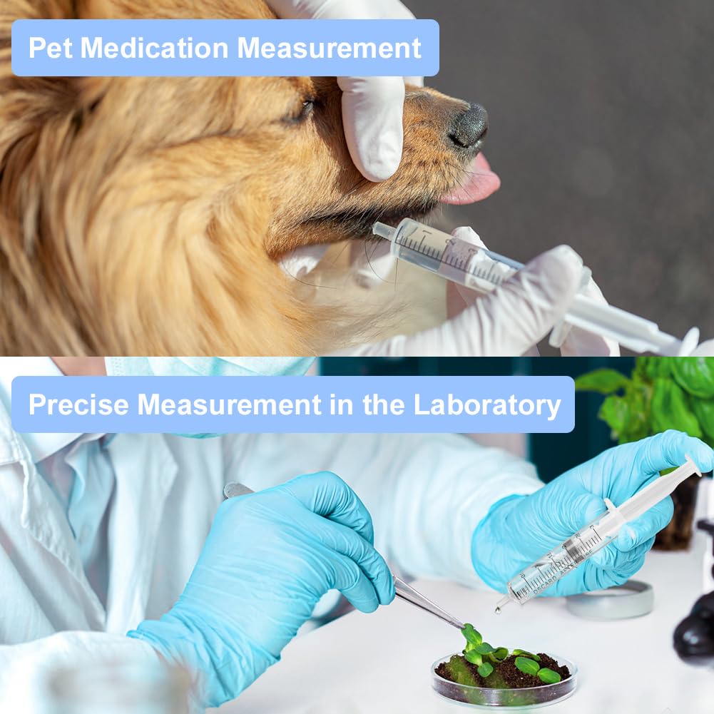 OFFCUP Plastic Syringes, 8pcs No Needle Syringe, 10ml Liquid Measuring Syringe with Luer Slip Tip for Refilling and Measuring Liquids, Scientific Labs Experiment, Feeding Pets (No Needle)