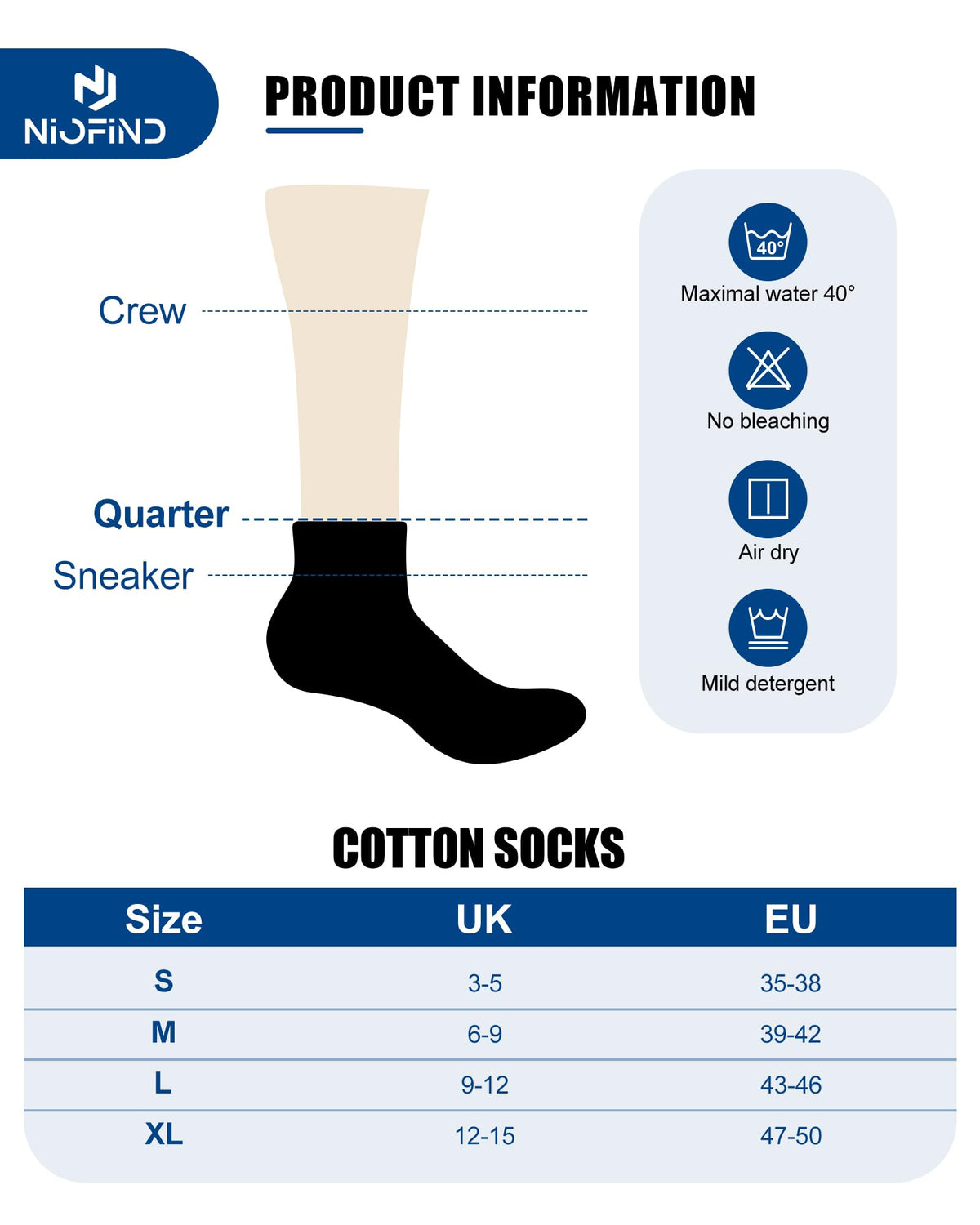 Niofind Quarter Sports Socks for Men & Women, Cotton and Cushioned