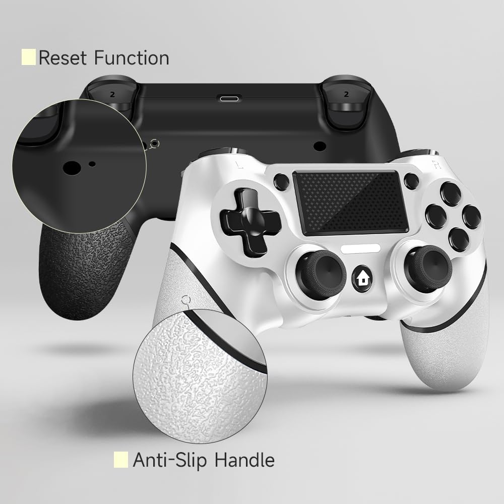AceGamer 2 Pack Wireless Controller for PS4，Game Controller for PS4/Pro/Slim/PC，Gamepad Joystick with Turbo/Back Button/Dual Vibration/6-Axis Gyro Sensor/Touch Panel (Black and White)