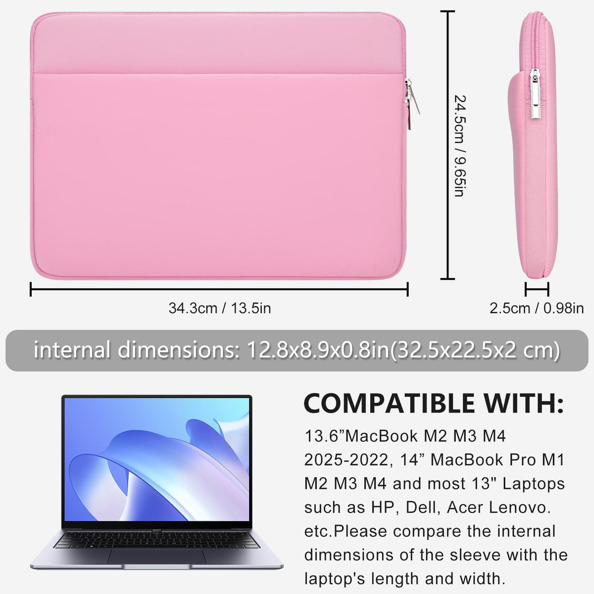 Laptop Case Compatible with 15 to 16 Inch MacBook HP Acer Asus Notebook with Zip Accessory Bag Padded Laptop Sleeve Case Protective for 15 to 16 Inch Laptop